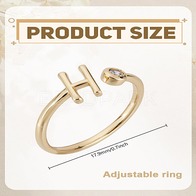 1Pc Brass Micro Pave Clear Cubic Zirconia Open Cuff Rings for Women RJEW-LP0002-37H-1