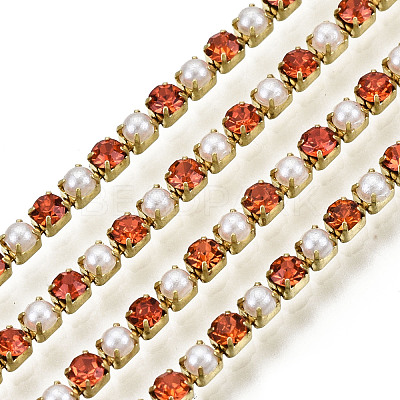 Brass Rhinestone Strass Chains CHC-N017-001A-A04-1