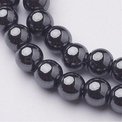 6MM Black AAA Grade Round Non-Magnetic Synthetic Hematite Beads Strands X-G-H1072-1-1