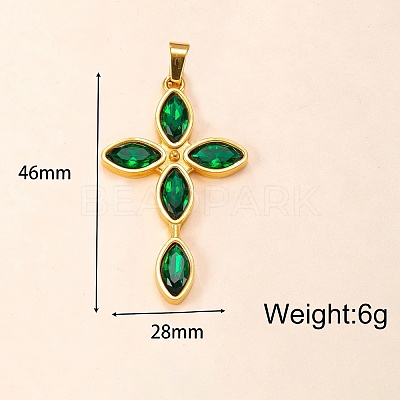 304 Stainless Steel Pave Cubic Zirconia Religion Cross Pendant for Men Women WG31638-02-1