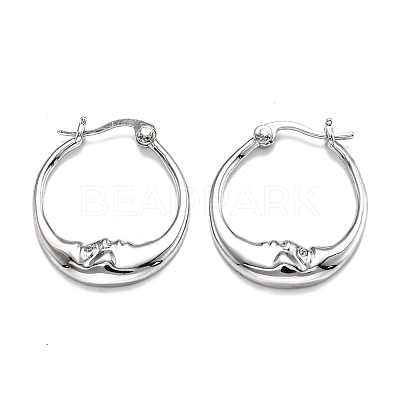 Brass Micro Pave Clear Cubic Zirconia Hoop Earrings EJEW-B006-01P-1