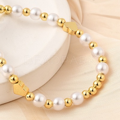 ABS Imitation Pearl Beads Braided Bead Bracelets for Women BJEW-D317-09B-G-1