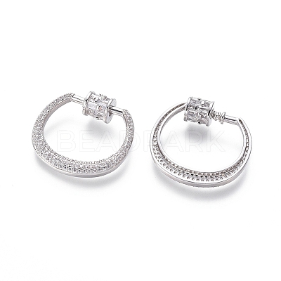 Brass Micro Pave Cubic Zirconia Screw Carabiner Lock Charms ZIRC-I031-22P-1
