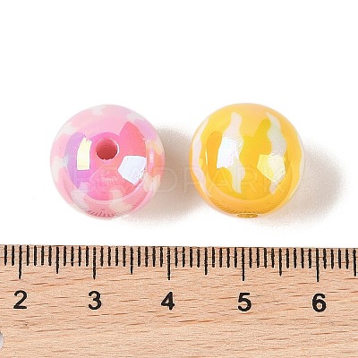 10Pcs UV Plating Colours Acrylic Beads OACR-S146-01O-1