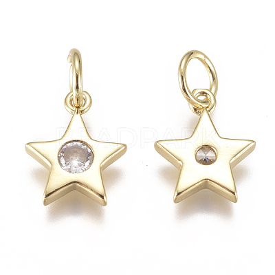 Brass Micro Pave Cubic Zirconia Charms X-ZIRC-F111-09G-08-1