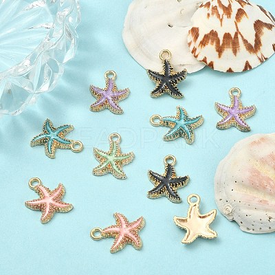 10Pcs 5 Colors Alloy Enamel Pendants ENAM-YW0002-66-1