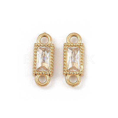 304 Stainless Steel Pave Clear Cubic Zirconia Rectangle Links Connector Charms STAS-F322-13G-1