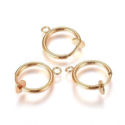304 Stainless Steel Clip-on Earring Findings X-STAS-L238-025G-1
