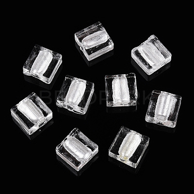 Handmade Silver Foil Lampwork Beads FOIL-S006-12x12mm-11-1