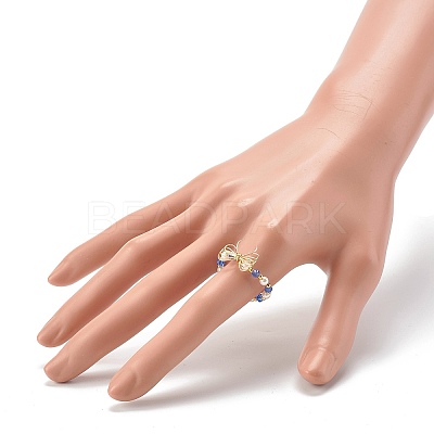 Imitate Austrian Crystal Bicone Glass Beaded Finger Rings RJEW-TA00003-04-1