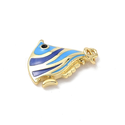 Sea Animals Brass Enamel Pendants KK-B155-02A-G-1