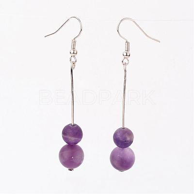 Natural Gemstone Bead Dangle Earrings EJEW-JE02094-1