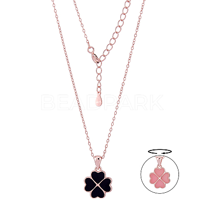 Four Leaf Clover Pendant Necklace Sterling 925 Silver Lucky Four Leaf Clover Necklace Adjustable Temperature-sensitive Color Changing Pendant Necklaces Jewelry Gift for Women JN1087A-1