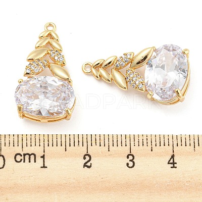 Brass Micro Cubic Zirconia Pendants KK-Q789-29G-1