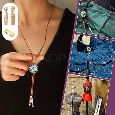 16Pcs Brass Bolo Tie Slide Clasps KK-NB0004-19-1