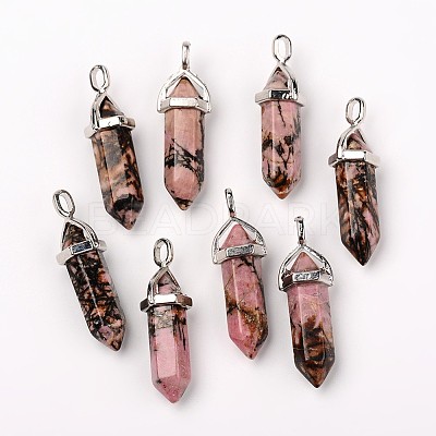 Natural Rhodonite Double Terminated Pointed Pendants LS-G-F295-05D-1