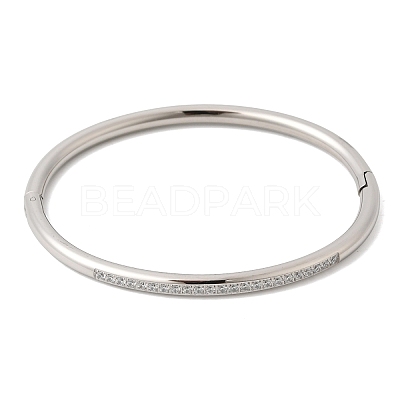 304 Stainless Steel Micro Pave Cubic Zirconia Hinged Bangles for Women BJEW-D408-30P-1