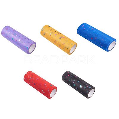 Star Sequin Deco Mesh Ribbons OCOR-P010-F-1