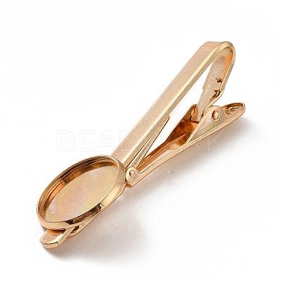 Brass Tie Bar Clips Tie Pins with Blank Cabochon Settings KK-A159-01KCG-1