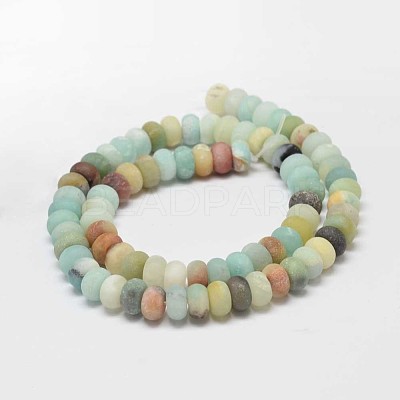 Frosted Rondelle Natural Flower Amazonite Beads Strands G-K094-10x6mm-B-1