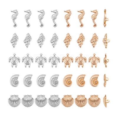 40Pcs 10 Styles 1-Hole Alloy Shank Buttons BUTT-PH0001-69-1