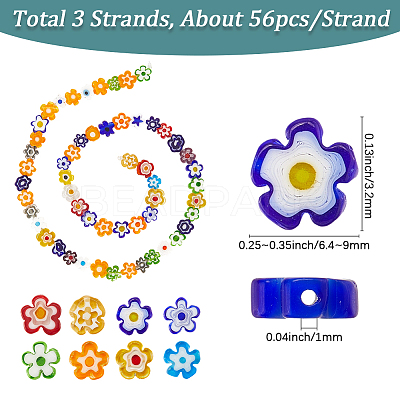 Handmade Millefiori Glass Bead Strands LAMP-LT0001-09C-1