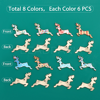 48Pcs 8 Colors Alloy Enamel Pendants ENAM-FH0001-16-NR-1
