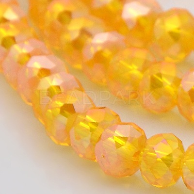AB Color Plated Faceted Rondelle Electroplate Glass Beads Strands GLAA-A024D-AB11-1