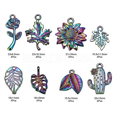 32Pcs 8 Style Alloy Pendants FIND-LS0001-19MC-1