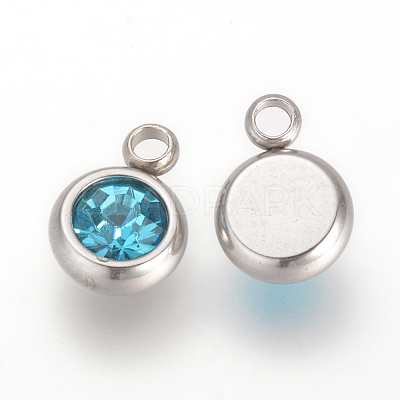 201 Stainless Steel Rhinestone Charms STAS-S068-12-1