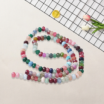 2 Strands Dyed Natural Malaysia Jade Rondelle Beads Strands G-PA0001-84-1