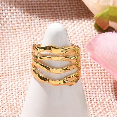 304 Stainless Steel Multilayer Open Cuff Rings for Women RJEW-Z077-01G-05-1