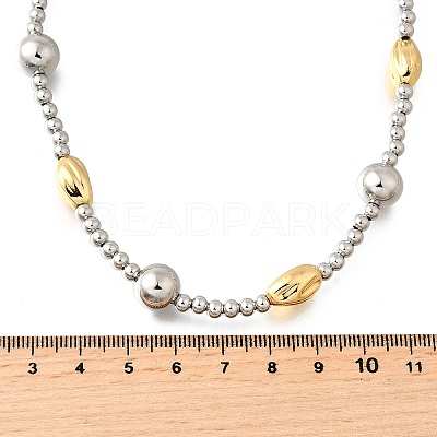 Two Tone Brass Round and Oval Beaded Necklaces NJEW-D314-08PG-1