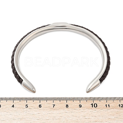 304 Stainless Steel Microfiber Leather Cord Cuff Bangles BJEW-D304-14P-02-1