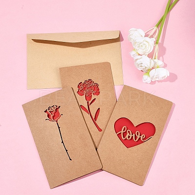 3 Sets Kraft Paper Greeting Cards AJEW-FS0001-27C-1