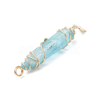 3Pcs 3 Styles Electroplated Natural Quartz Crystal Pointed Copper Wire Wrapped Pendants PALLOY-JF03766-04-1