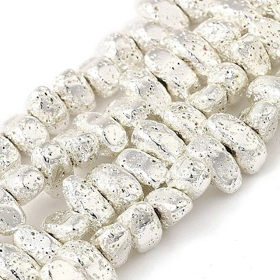 Electroplated Natural Lava Rock Beads Strands G-L606-D02-01F-1