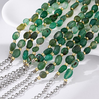 Natural Agate Beaded Bracelets for Women G-P563-07P-01-1