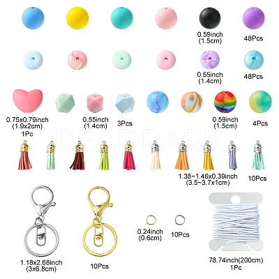 DIY Silicone Beaded Keychain Making Kit DIY-YW0008-61-1