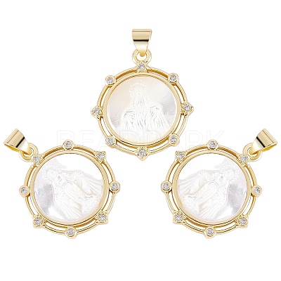 3Pcs Eco-friendly Brass Micro Pave Clear Cubic Zirconia Pendants KK-SZ0005-58-1