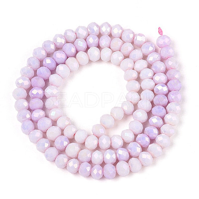 Anti-Tarnish Electroplate Rondelle Glass Beads Strands EGLA-T021-4mm-17-02-1