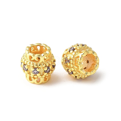 Brass Micro Pave Cubic Zirconia European Beads KK-U067-07G-1