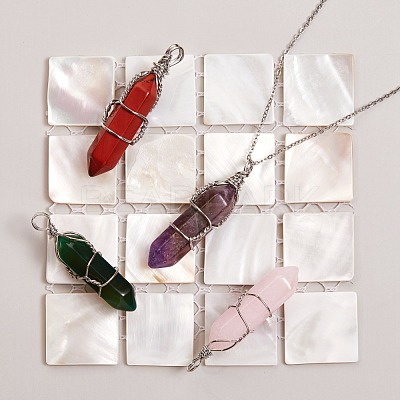 5Pcs 5 Style Natural Gemstone Pendants G-SZ0001-13-1