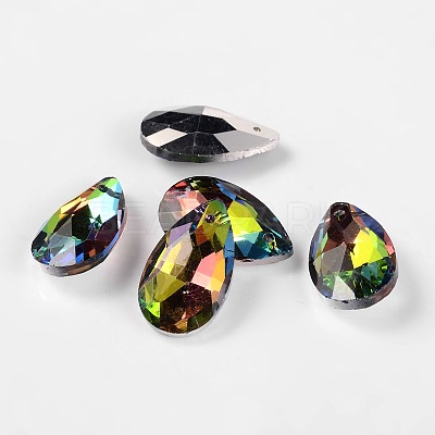 Faceted Teardrop Glass Pendants GLAA-O008-B-1