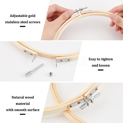 4Pcs 4 Styles Bamboo Cross Stitch Embroidery Hoops DIY-HY0001-76-1