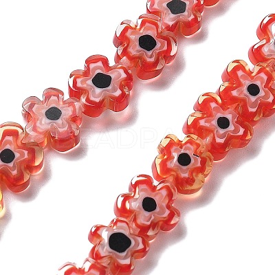 Handmade Millefiori Lampwork Beads Strands LAMP-F035-09C-1