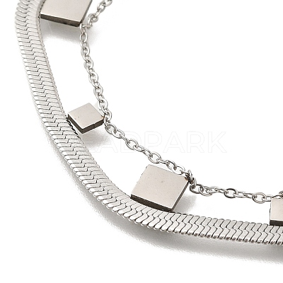 201 Stainless Steel Double Layer Snake Chain Necklaces STAS-B076-04P-1