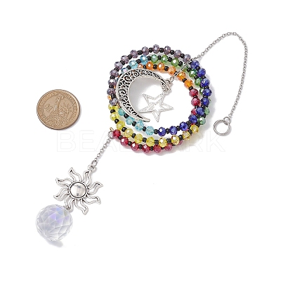 Glass Spiral Pendant Decorations HJEW-TA00269-1