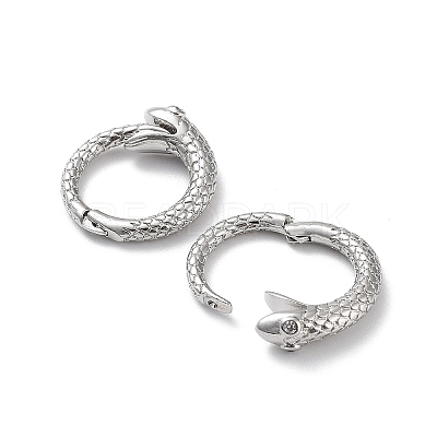 Snake Rack Plating Brass with Cubic Zirconia Twister Clasp EJEW-Z031-01P-1