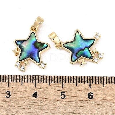 Natural Paua Shell Star Pendants KK-U043-22G-01-1